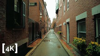 [4K] Walking in the Rain in Boston, MA | Binaural City Sounds | ASMR Ambience