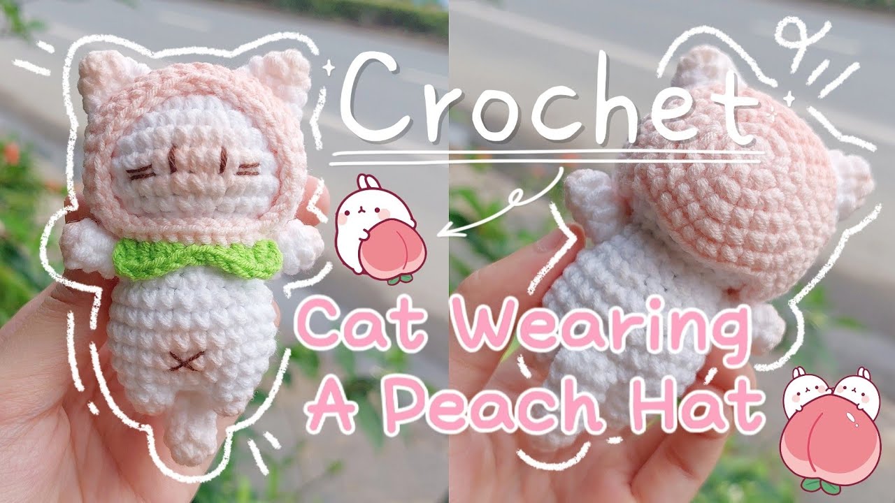 Crochet Cat Wearing Peach Hat | Crochet Cat | Móc len Mèo Đội Nón Quả Đào | Lem'n Do