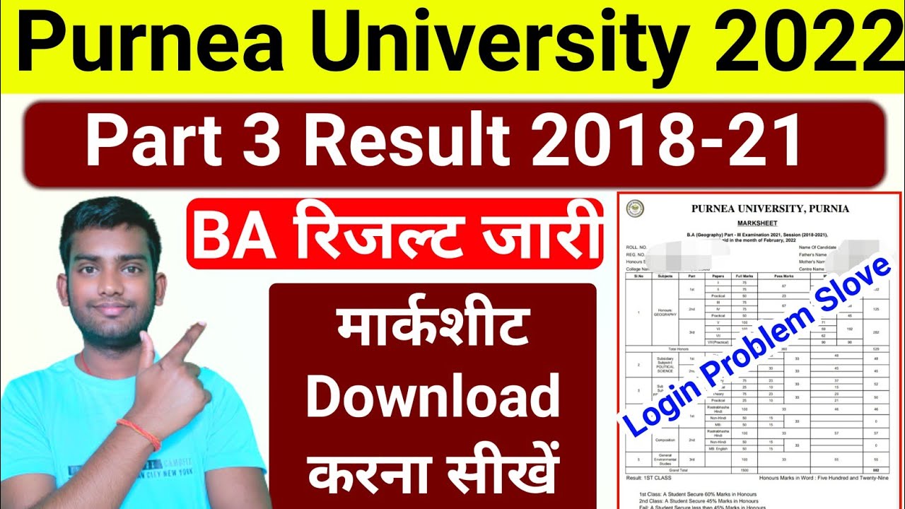 Purnea University BA Part 3 Marksheet Download 2022 | Purnea University ...
