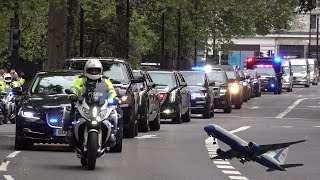 President Biden's motorcade and Air Force One in London