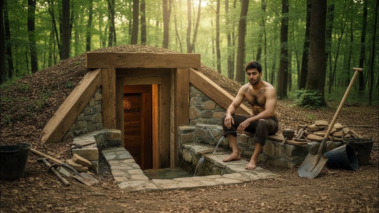 25 Days Building The Most Amazing Underground Hobbit House and Water Tube