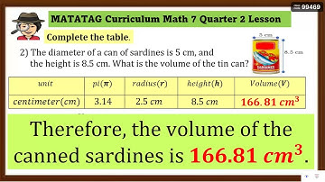 MATATAG GRADE 7 Q2 MATHEMATICS👉Finding the Volume of Cylinder, its Radius and height with the Volume