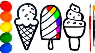 Icecream Drawing | Simple drawing and colouring | easy drawing step by step | #icecreamdrawig