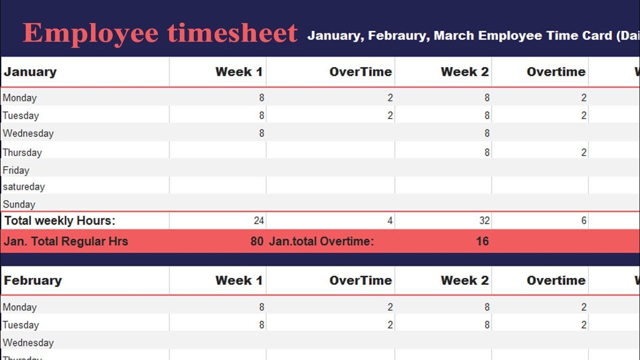 how to create employee timesheet daily weekly monthly and