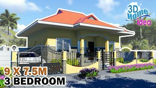 9x7.5meters House Design Idea, 3 bedroom , Pinoy House