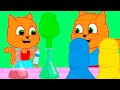 Cats Family in English - Experiment With Paints Cartoon for Kids