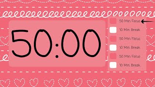 ⏳3-hour 50/10 Pomodoro Timer – Simple Beeps for Focus 🎯 | Stay Productive & On Track