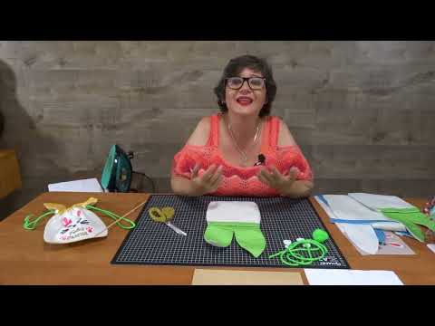 Bolsita conejo con orejas para aplicación. Incluye moldes (Caja de información). Yasna Pino.