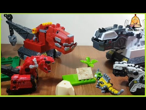 Dinazor Makineler Lego Oyuncak 3-DinoTrux Mega Bloks-We Changed the Heads of the Ty-Rux Vs D-Structs