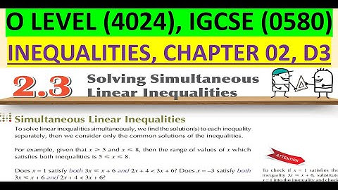 Solving Simultaneous Linear Inequalities | O Level 4024 | IGCSE 0580 | D3 Chapter 02