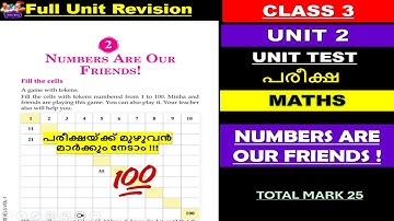NUMBERS ARE OUR FRIENDS| STD 3 MATHS UNIT2|UNIT TEST|പരീക്ഷ|NEW TEXTBOOK|SCERT|CLASS3 MATHS CHAPTER2