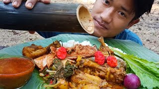 cooking chicken breast in bamboo pipe || chicken leg piece || Northeast India.