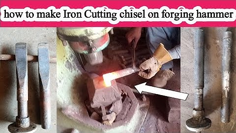 how to make iron cutting chisel of jumper rod on forging power hammer// Real blacksmith skills