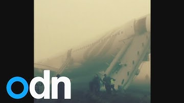 WATCH: Passengers use emergency slide after plane overshoots runway