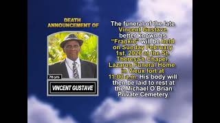 Vincent Gustave  ~ Short Obituary