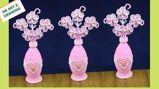 DIY Handmade Plastic Bottle Flower Vase Making Idea - Best Reuse Ideas - Best out of waste