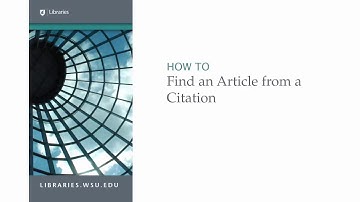 How to Find an Article from a Citation