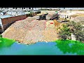 Powerful Using Skill Bulldozer Komatsu D58E Fast Process Moving Soil Landfilling &amp; into Water.
