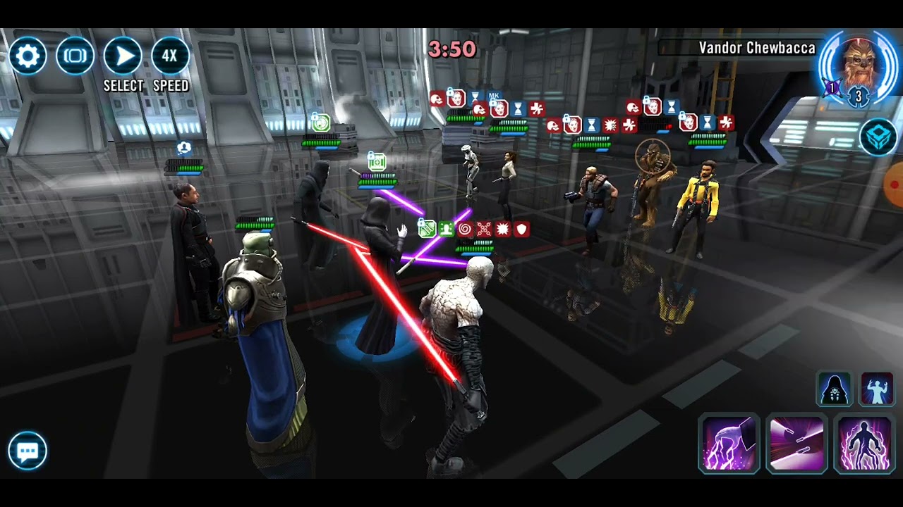 Traya/Nihilus/Sion/Gideon/Wat vs. Dash/L3/Vandor/Young Lando/Qira: 65 banners