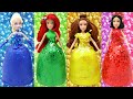 アナと雪の女王とディズニープリンセス キラキラドレスに変身❤DIY ねんどの手作り衣装 エルサ アリエル ベル 白雪姫✨ 人形 アニメ