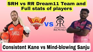 SRH vs RR Dream11 Team and Vision11 team, all stats of players, small league  & Grand League Teams