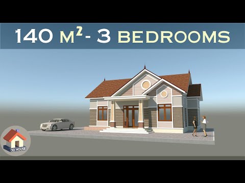 Video Mẫu nhà cấp 4 mái thái 3 phòng ngủ,140m2, thiết kế 3D... - youtube