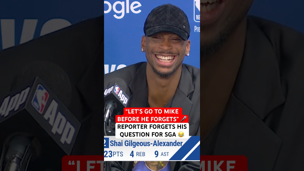 Funny moment when reporter forgets a question for SGA 😂