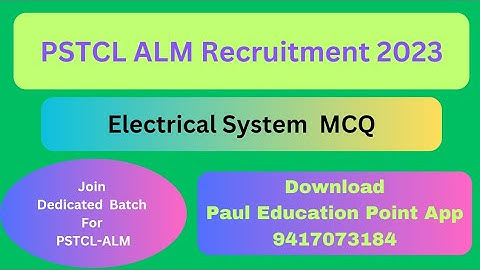 PSTCL ALM RECRUITMENT 2023 II Electrical system mcq