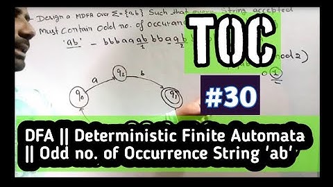 TOC||30|| HINDI || DFA Design || Odd no. of Occurrenc String 