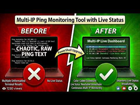 Ping Monitoring Tool using PowerShell | Multi IP Ping Script with Live Status (Reachable/Unreachable