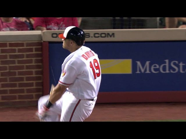 TOR@BAL: Davis breaks bat over knee after strikeout class=