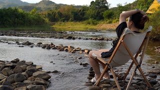 Alone Camping in 40° Weather, Relax and Healing By The Waterfall