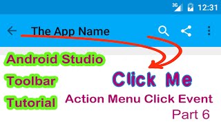 Android Studio Toolbar Tutorial in hindi/urdu | 023 Add an On-click Listener to the Action part 6