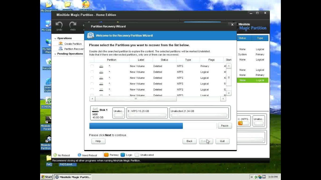 MiniAide how to recovery partition