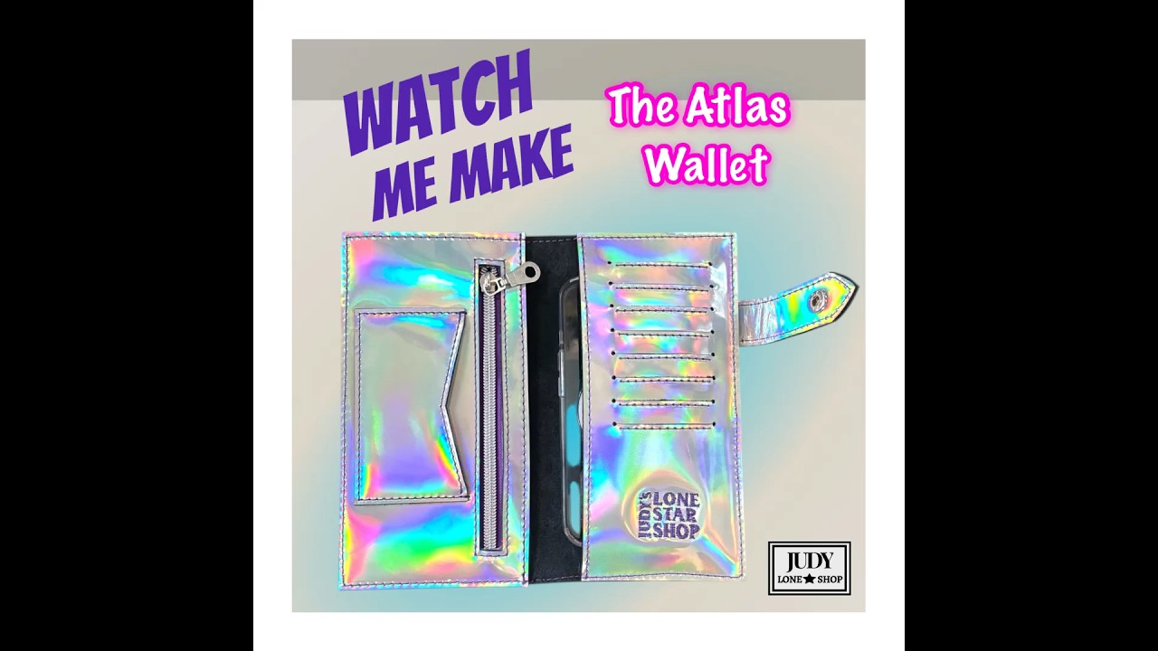 Watch me  make the Atlas Wallet using holographic leather and embroidery.