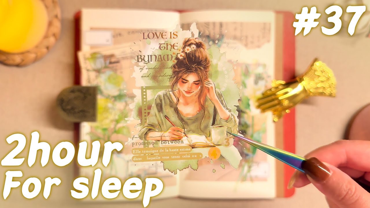 ASMR 🌙편안한 휴식을 위한 2시간 다이어리 꾸미기 몰아보기 #37🌙 2hour journaling / relaxing sound / for sleep / 다꾸 / コラージュ
