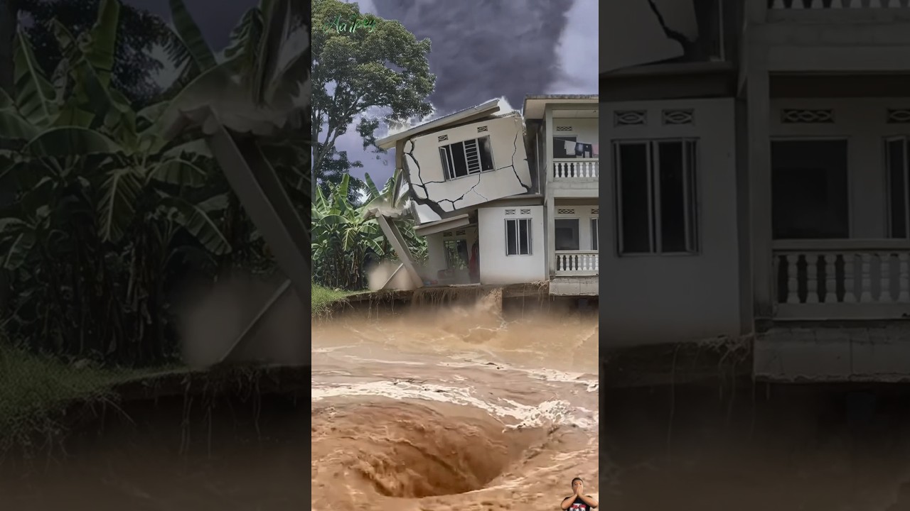 Two-Story House Collapses in Terrifying Storm as Lightning and Floods Strike