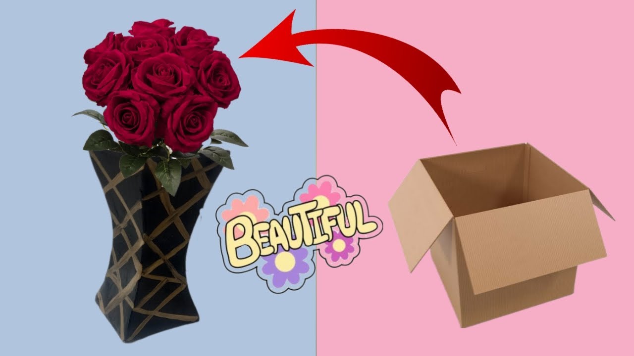 صنع مزهرية بالكرتون - Make a cardboard vase
