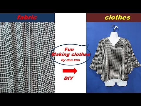 DIY 여성 hound tooth 옆트임 v-neck blouse-동대문시장원단으로 옷만들기 making clothes  atuendo