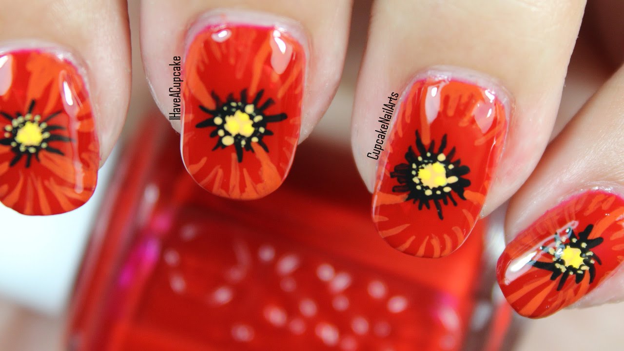 Red Poppy Nail Art Tutorial - wide 1