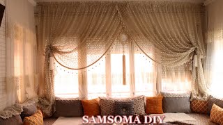 طريقة خياطة ستائر للصالون / قمت بخياطة ستارة لصالوني المغربي / تجربتي الاولى / Easy DIY Curtains