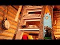 Live Edge Wood Staircase in a Rustic Log Cabin | Working Alone