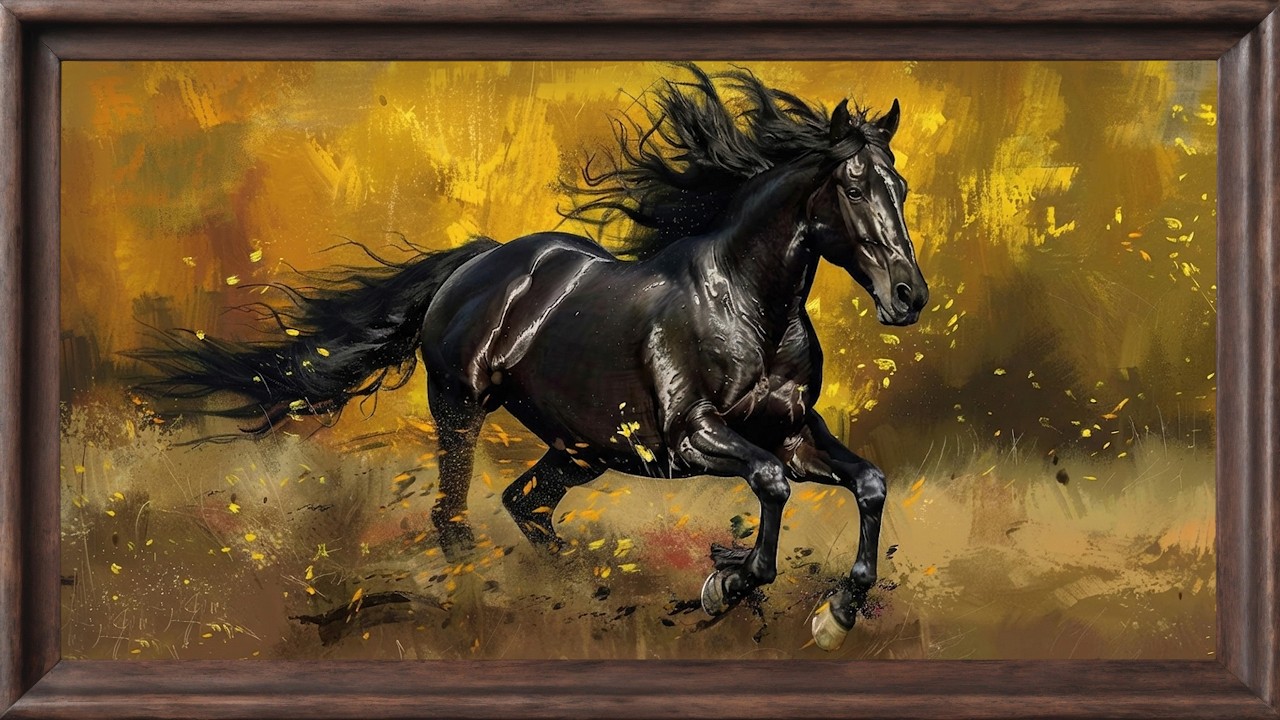 Vintage Horse Painting 4K Screensaver Beautiful Nature Art for TV