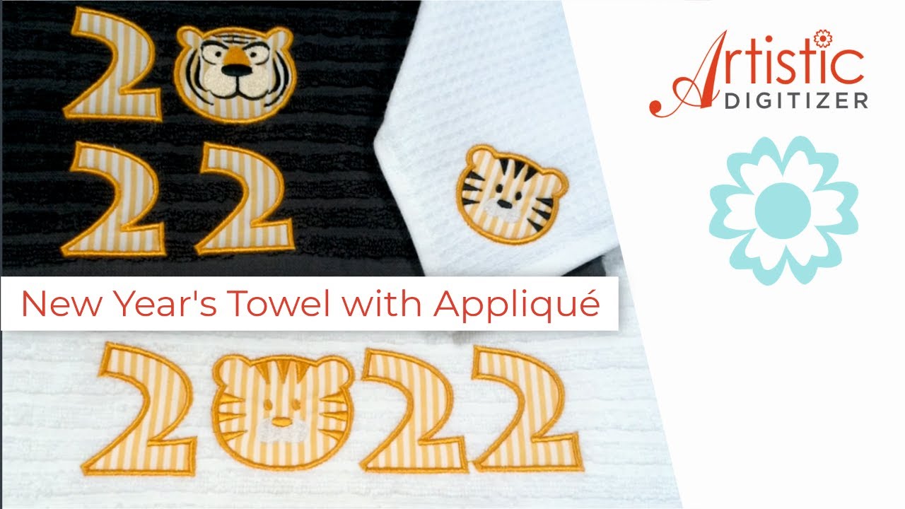 New Years Towel aplique Digitizer
