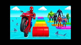 🕷️ Hero Race in Zombie City! Spider Man Zombie City Motorcycle Race GTA 5 😱🧟 screenshot 5