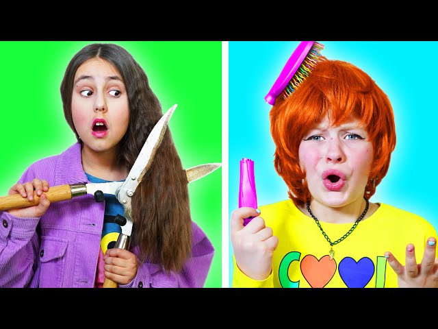 Short Hair VS Long Hair PROBLEMS || Awkward Situations by Amigos Forever class=