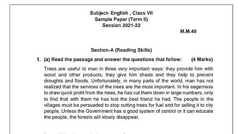 CLASS 7th Term-2 , Smaple Paper ENGLISH, ‎@PUNJAB EDUCATION 