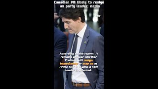 Canadian PM likely to resign as party leader: media