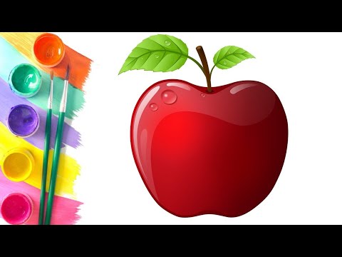 Как рисовать яблоко 🍎 | яблоко раскраски | Яблочная живопись | Изучите окраску | Как рисовать и цвет