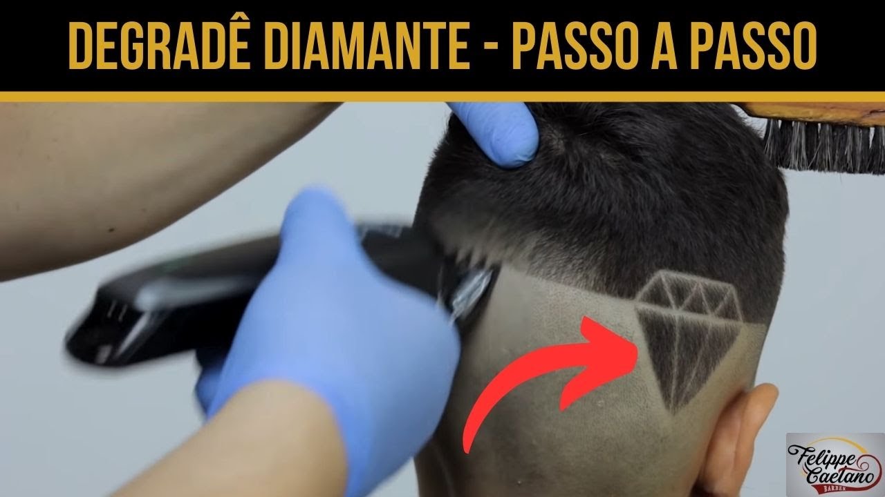 Cabelo masculino degradê com risco - Curso de Barbeiros 